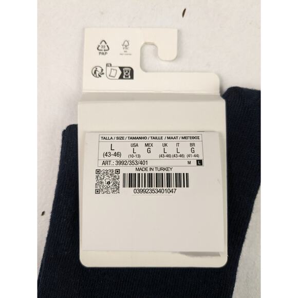 Zara Men's Navy Crew Dress Socks - Shoe Size Large 10-13 - Picture 4 of 5